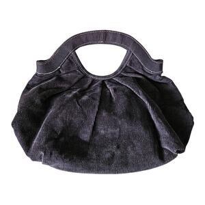 ZOE & ZAC CORDUROY HANDBAG – BLACK – TOP HANDLE – STRUCTURED PLEATED DESIGN